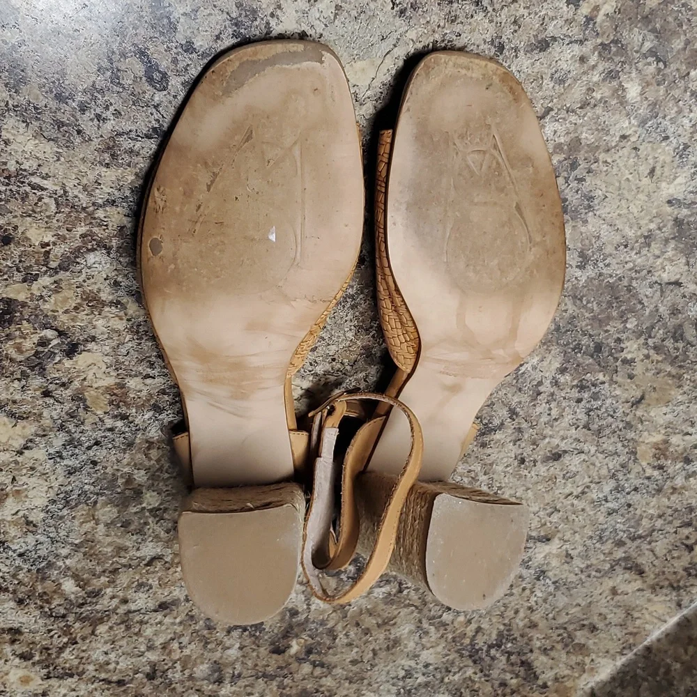 Marroqui Sanchez Leather Espedrille Heel Sandals Made In SPAIN  Size 9.5
